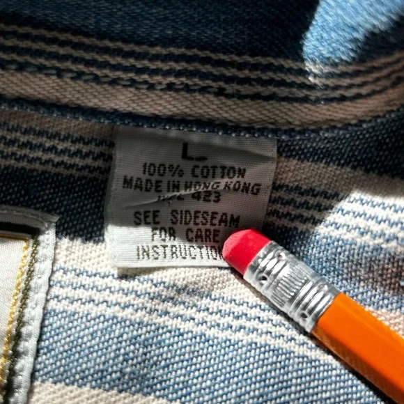 Levi’s 90s Blue Striped Button-Up Shirt | Authentic Jeanswear Rare Vintage Find - Picture 6 of 14